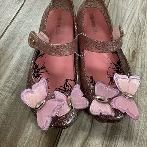 Mini Melissa Pink Glitter Butterfly Kids Shoes